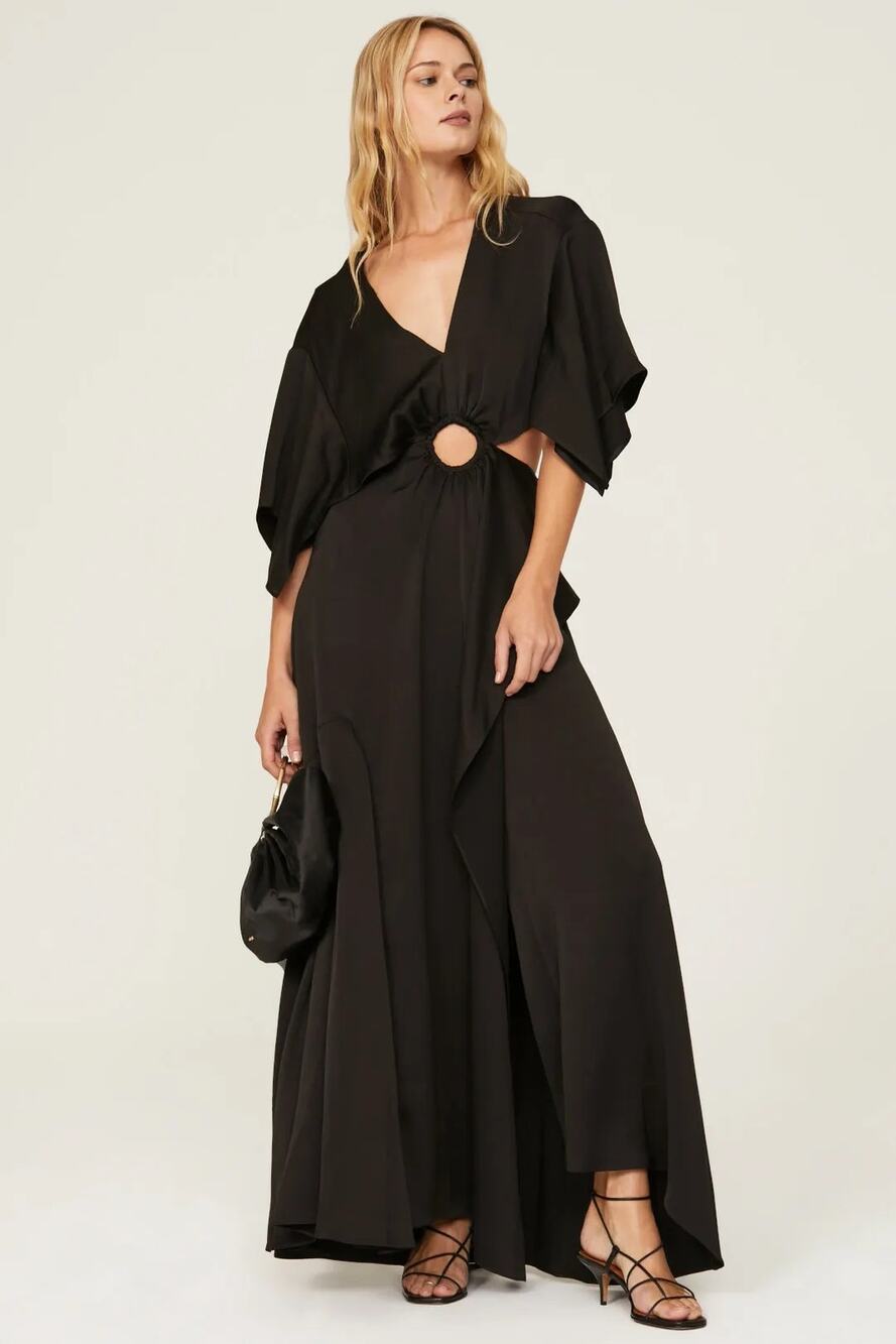 3.1 Phillip Lim Black Satin Cutout Gown Size 4